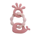 Biderangle i silikone med hval og blæksprutte vedhæng