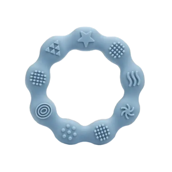 Bidering i silicone med taktile overflader, blå