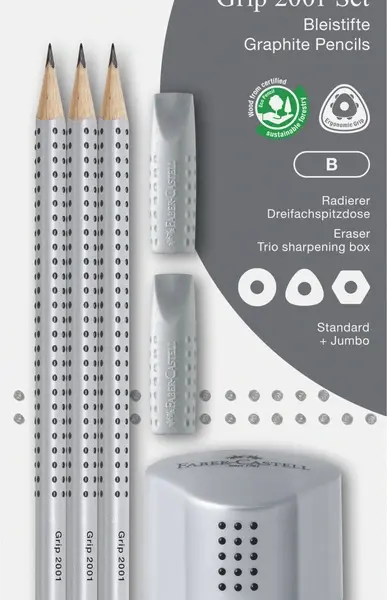 Blistersæt Faber-Castell grip 2001 sølv trio
