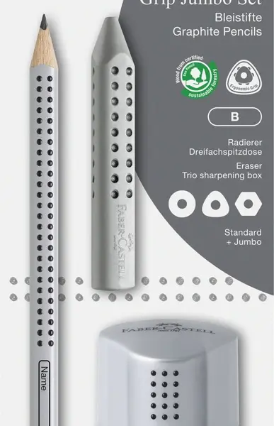 Blistersæt Faber-Castell jumbo grip sølv