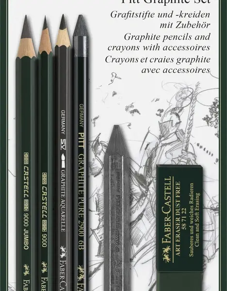 Blyant sæt pitt Faber-Castell 9000 jumbo pen spids visk kul