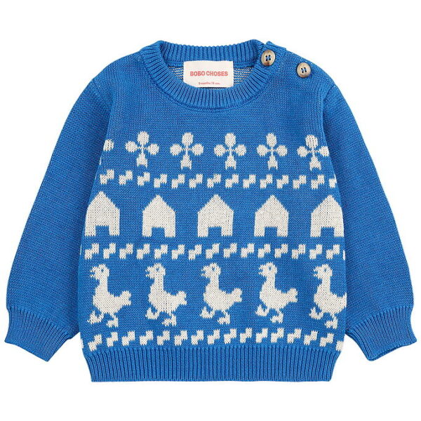 Bobo Choses Bluse - Strik - Farm Jaquard - Blå Bobo Choses Bluse - Strik - Farm Jaquard - Blå