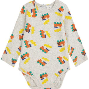 Bobo Choses Body l/æ - Choo Choo All Over - Light Grey Heather