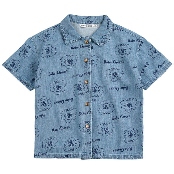 Bobo Choses Denimskjorte K/Æ - Pickle The Dog - Prussian Blue
