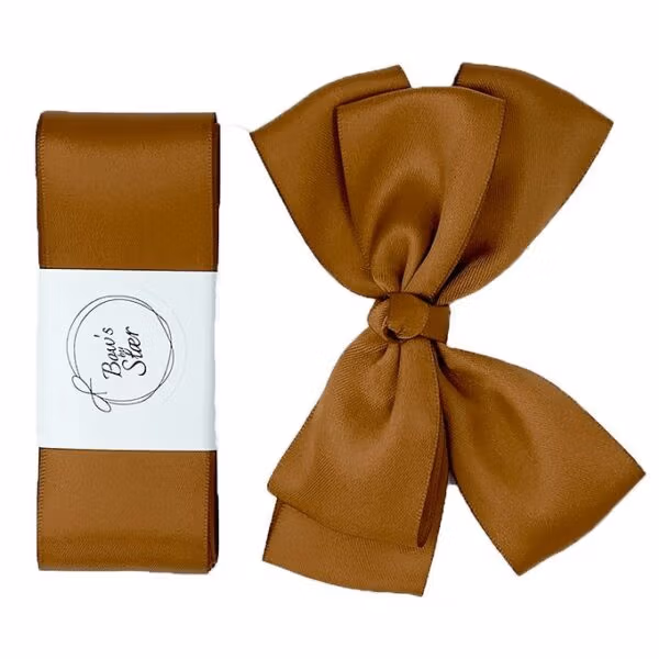 By Stær Dåbsbånd m. Sløjfe - Satin - Double Bow - Golden Br