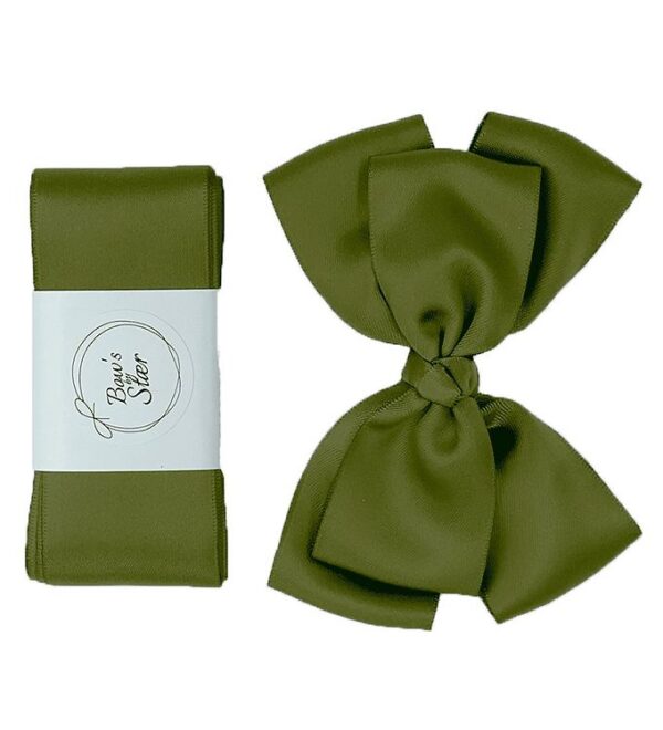 By Stær Dåbsbånd m. Sløjfe - Satin - Double Bow - Moss By Stær Dåbsbånd m. Sløjfe - Satin - Double Bow - Moss