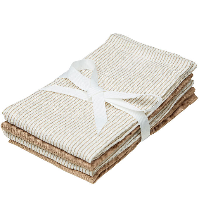 Cam Cam Vaskeklude - 4-pak - Classic Stripes Camel/Camel Cam Cam Vaskeklude - 4-pak - Classic Stripes Camel/Camel