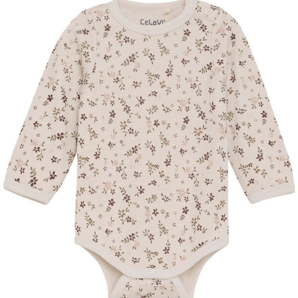 CeLaVi Body l/æ - Uld/Viskose - Marron m. Blomster