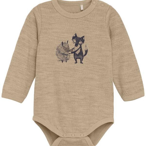 CeLaVi Body l/æ - Uld/Viskose - Savannah Tan m. Print