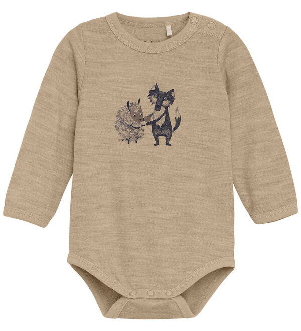 CeLaVi Body l/æ - Uld/Viskose - Savannah Tan m. Print