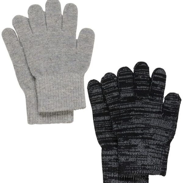 CeLaVi Handsker - Uld/Polyester - 2-pak - Grå/Sort m. Refleks