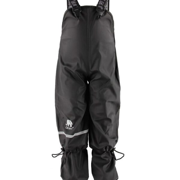 CeLaVi Regnbukser m. Seler/Fod - PU - Sort