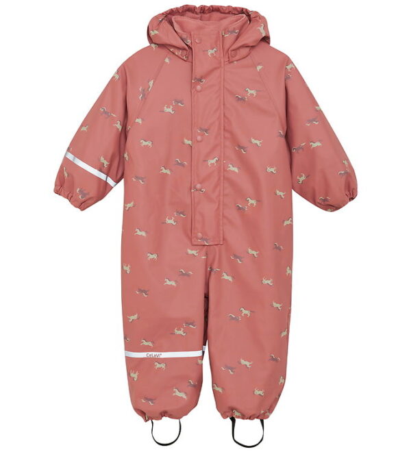 CeLaVi Regndragt m. Fleece - PU - Brick Dust m. Print CeLaVi Regndragt m. Fleece - PU - Brick Dust m. Print