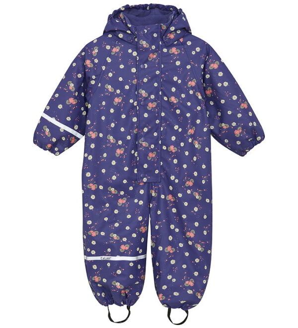 CeLaVi Regndragt m. Fleece - PU - Skipper Blue m. Print