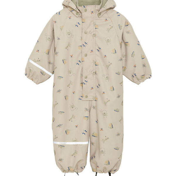 CeLaVi Regndragt m. Fleece - PU - White Pepper m. Print