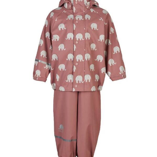 CeLaVi Regntøj - PU - Burlwood m. Elefanter
