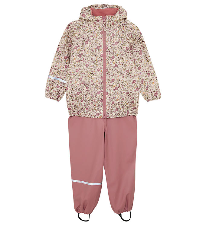 CeLaVi Regntøj m. Seler - PU - Perfectly Pale m. Blomster