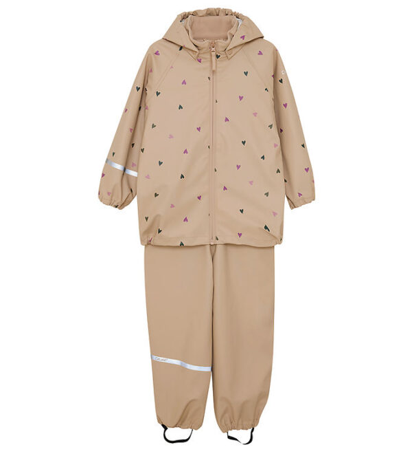 CeLaVi Regntøj m. Seler - PU - White Pepper m. Hjerter