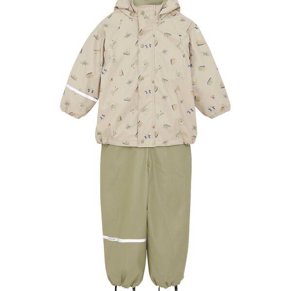 CeLaVi Regntøj m. Seler/Fleece - Recycle PU - White Pepper m. Pr