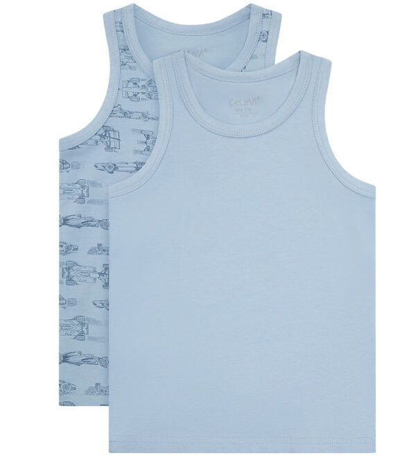 CeLaVi Undertrøjer - 2-pak - Ashley Blue m. Racerbiler