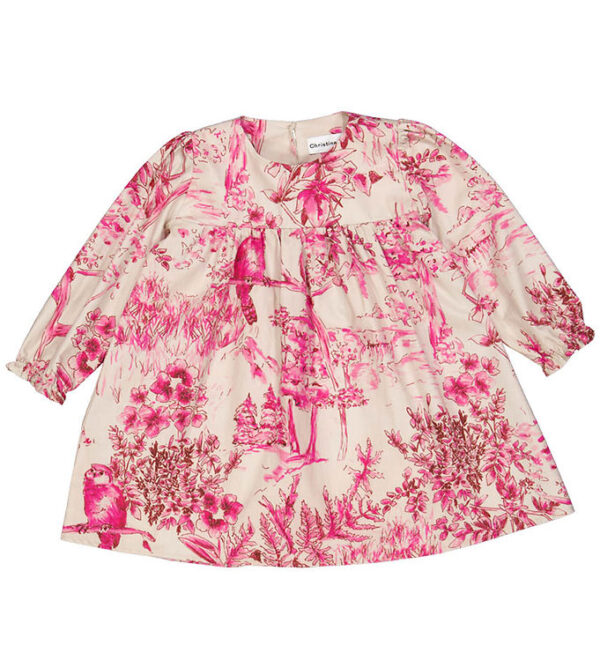 Christina Rohde Kjole - Beige m. Pink Print Christina Rohde Kjole - Beige m. Pink Print