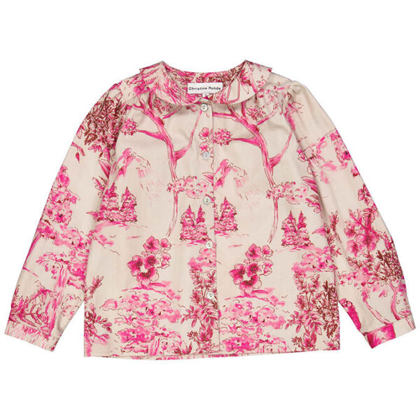 Christina Rohde Skjorte - Grå m. Pink Print