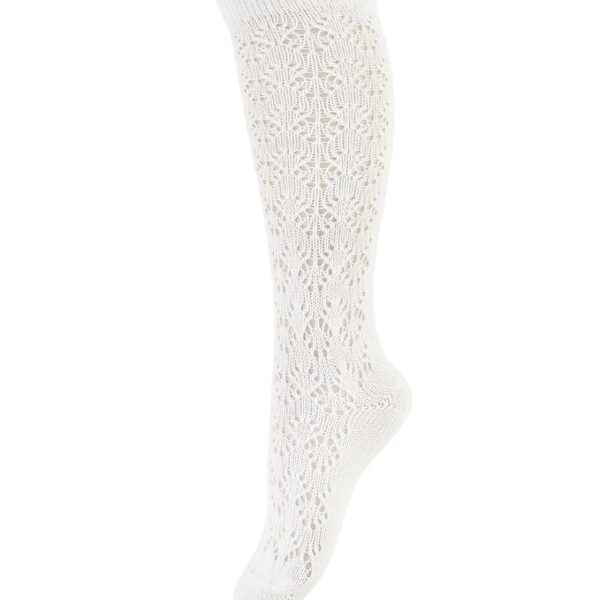 Condor Knæstrømper - Hvid m. Hulmønster