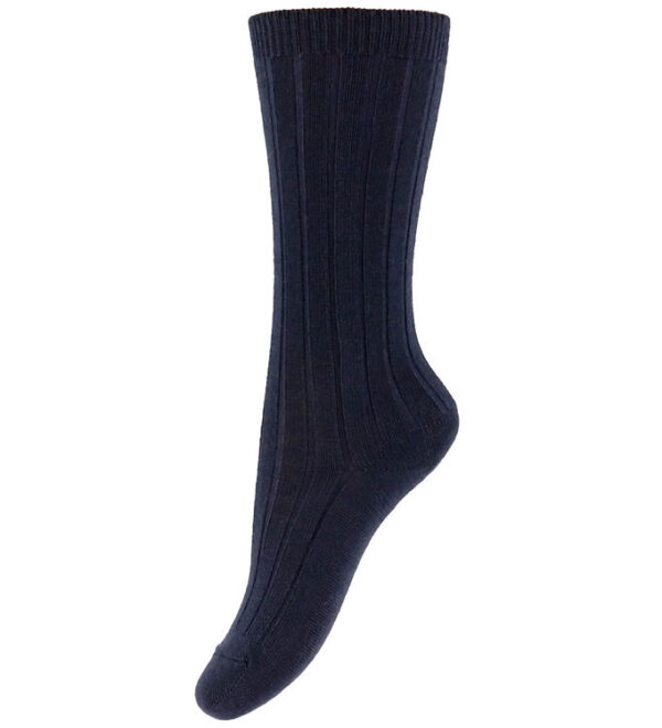 Condor Knæstrømper - Rib - Uld - Dark Blue