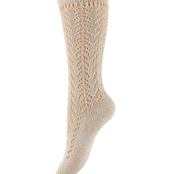 Condor Knæstrømper - Strik - Creme m. Glimmer