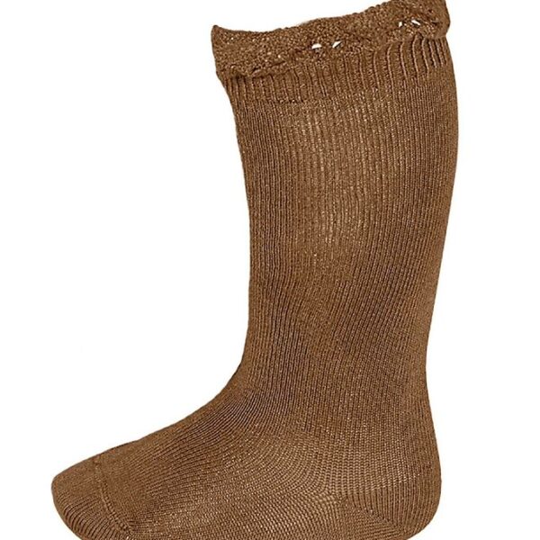 Condor Knæstrømper m. Blonder - Brun