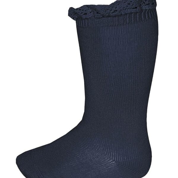 Condor Knæstrømper m. Blonder - Navy