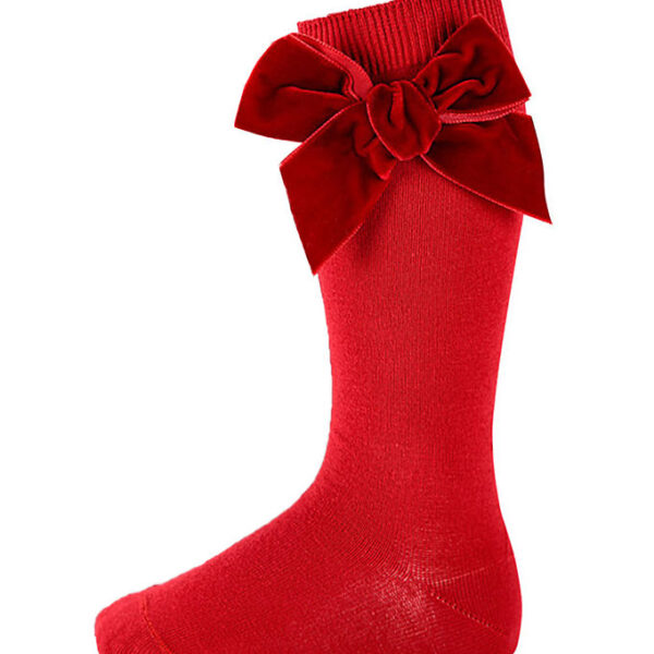 Condor Knæstrømper m. Sløjfe - Red Velvet