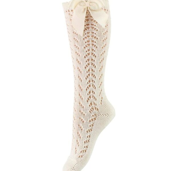 Condor Knæstrømper m. Sløjfe - Strik - Creme Condor Knæstrømper m. Sløjfe - Strik - Creme