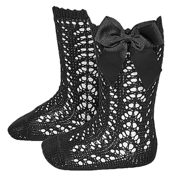 Condor Knæstrømper m. Sløjfe - Strik - Sort Condor Knæstrømper m. Sløjfe - Strik - Sort