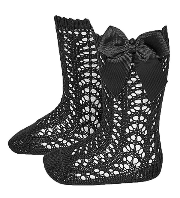 Condor Knæstrømper m. Sløjfe - Strik - Sort Condor Knæstrømper m. Sløjfe - Strik - Sort