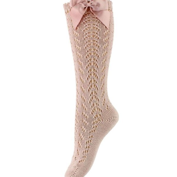 Condor Knæstrømper m. Sløjfe - Strik - Støvet Rosa