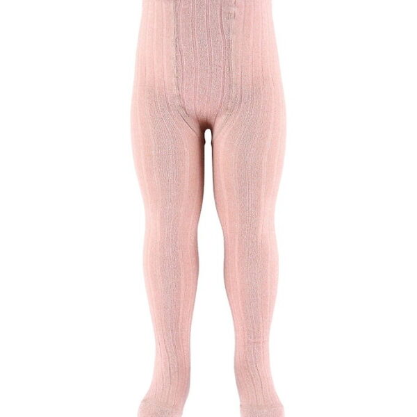 Condor Strømpebukser - Viskose - Rib - Rosa m. Glimmer