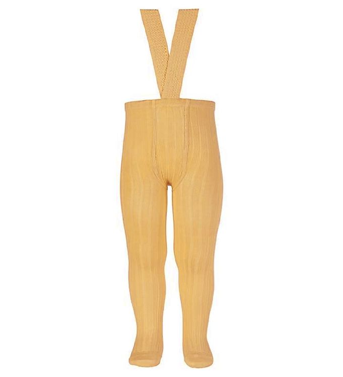 Condor Strømpebukser m. Seler - Rib - Gul