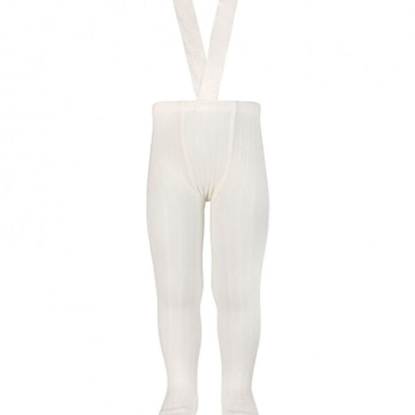 Condor Strømpebukser m. Seler - Rib - Hvid