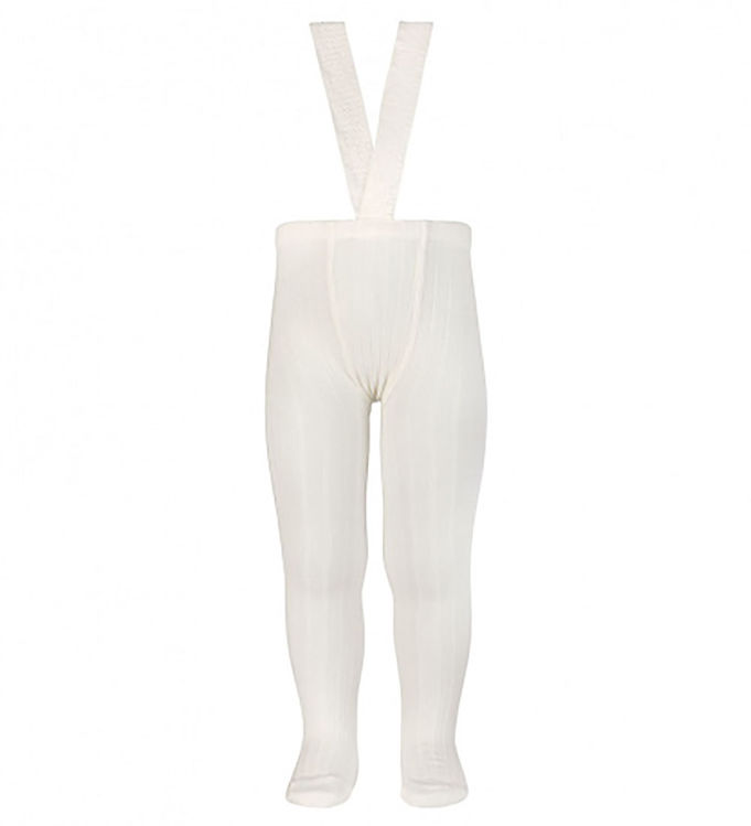Condor Strømpebukser m. Seler - Rib - Hvid