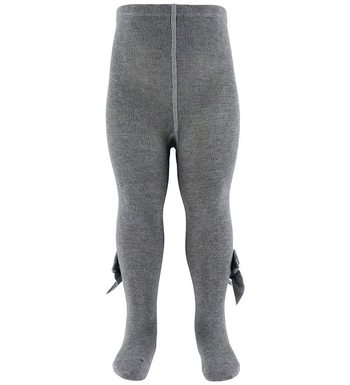 Condor Strømpebukser m. Veloursløjfe - Gråmeleret