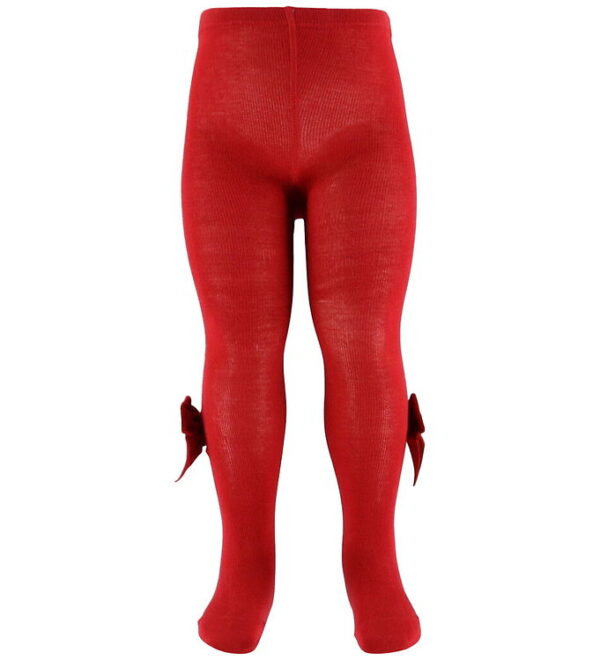 Condor Strømpebukser m. Veloursløjfe - Red Velvet