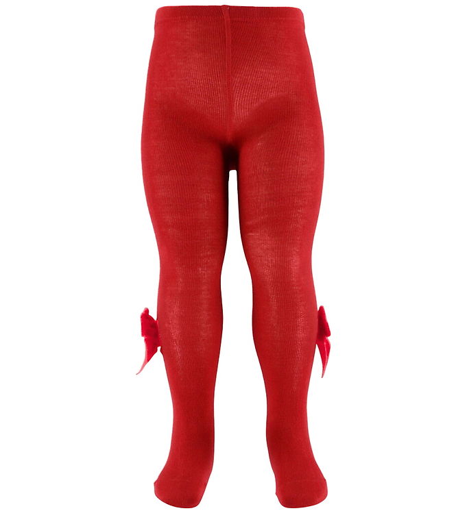 Condor Strømpebukser m. Veloursløjfe - Rød