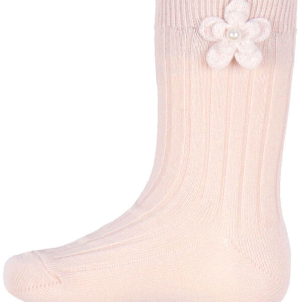 Condor Strømper m. Blomst - Rib - Pudderrosa Condor Strømper m. Blomst - Rib - Pudderrosa