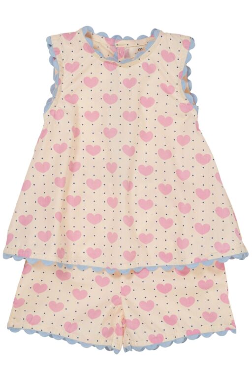 Copenhagen Colors Hjerte bluse og shortssæt - Heart - 80 cm