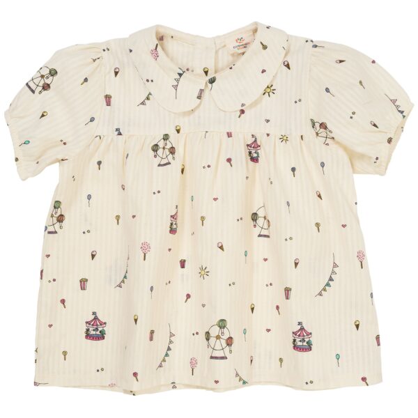 Copenhagen Colors Printet Bluse - Cream Tivoli Print - 80 cm