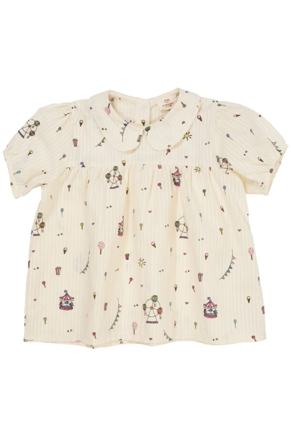 Copenhagen Colors Printet Bluse - Cream Tivoli Print - 80 cm