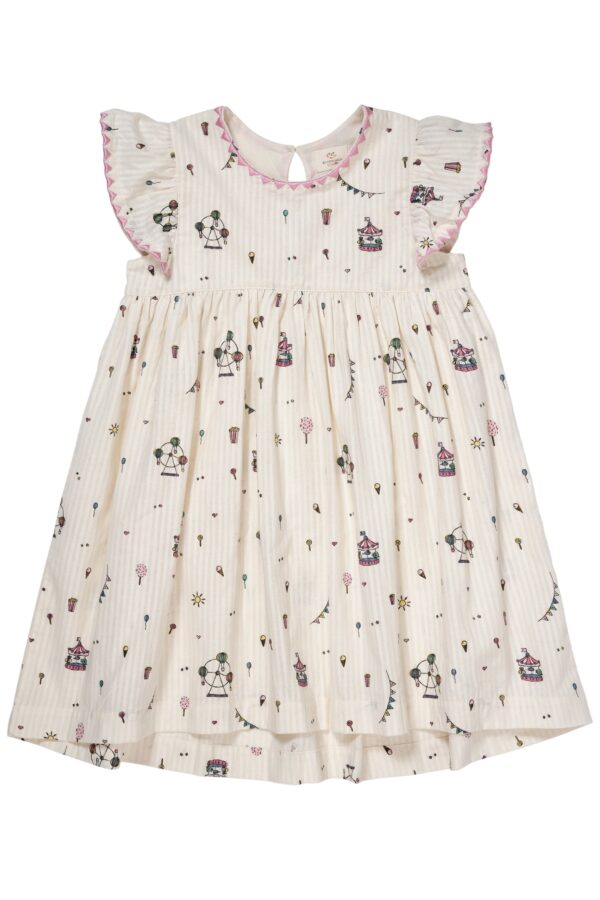 Copenhagen Colors Printet Kjole - Cream Tivoli Print - 80 cm