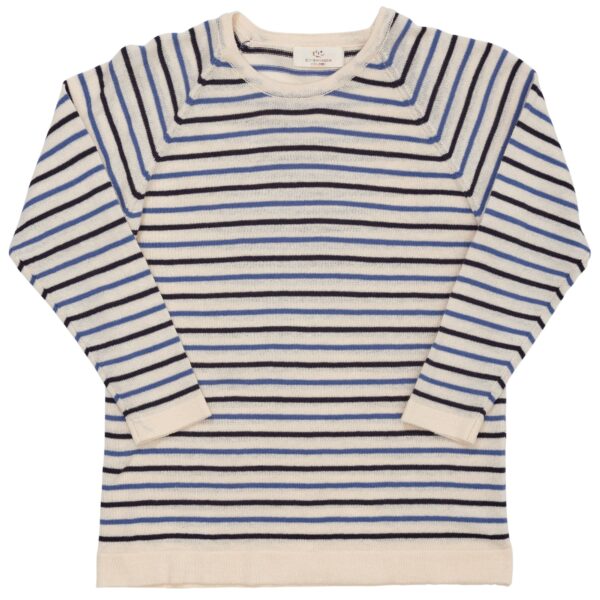 Copenhagen Colors Strik Bluse med Striber - Cream/Navy/Skyblue - 80 cm