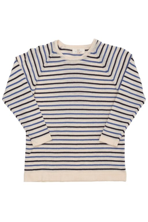 Copenhagen Colors Strik Bluse med Striber - Cream/Navy/Skyblue - 80 cm Copenhagen Colors Strik Bluse med Striber - Cream/Navy/Skyblue - 80 cm